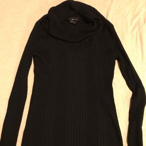 Black ribbed cowl neck sweater